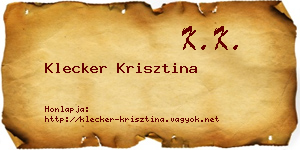 Klecker Krisztina névjegykártya